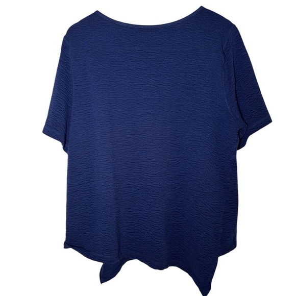 SNO SKINS Women Tunic Top XXL Navy Blue Stretch Coastal Lagenlook Textured Lagom - Picture 2 of 5